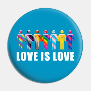 Love is Love with Men icons in LGTBQi+ flag colors Pin