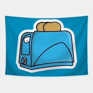 Toaster with Hot Toasts, Bread Slices Sticker design vector illustration. Break fast food technology object icon concept. Toast burnt and jumping out sticker design logo. Tapestry