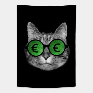 Cat and euro sign glasses Tapestry