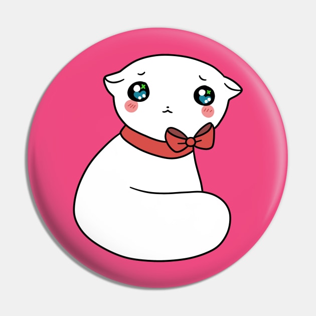 Pretty White Kitty Pin by saradaboru