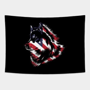 American Flag Siberian Husky- Present for Americano From america Tapestry