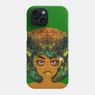Galaxy Girl Green Afro Phone Case