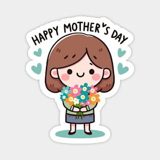 Cheerful Mom's Day Floral Embrace Magnet