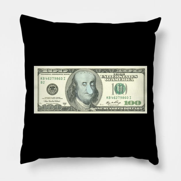 Squid-ward 100 dollar bill Pillow by taheldesigns