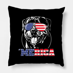 Proud Rottweiler American Flag Merica dog Pillow