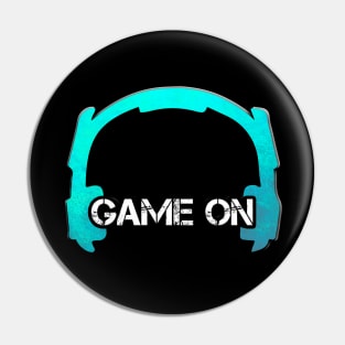 Headphones - Gamer - Graphic Gaming - Video Game Lover - Light Blue Pin