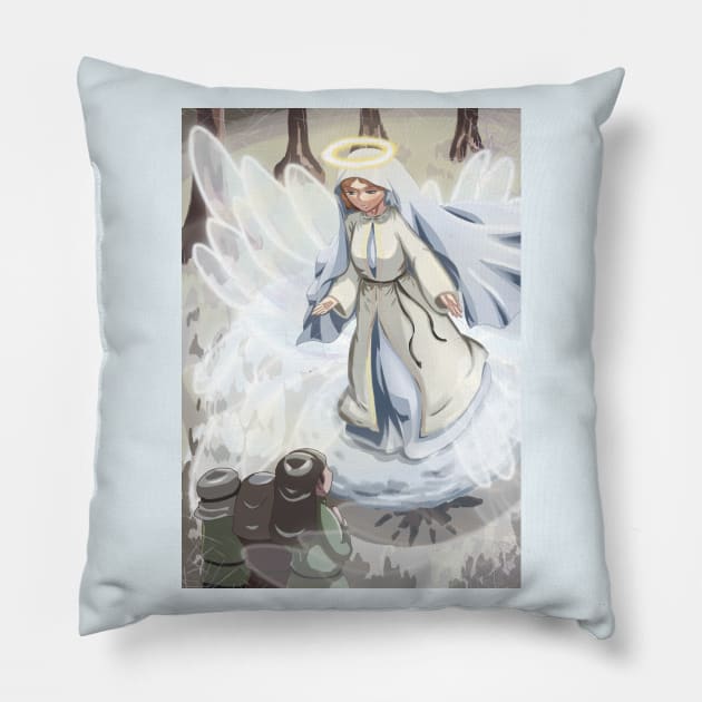 Our Lady of Fatima with the Three Children Pillow by Dearly Mu