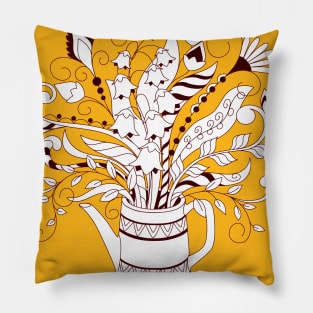 Change your life with doodle flowers in teapot Pillow