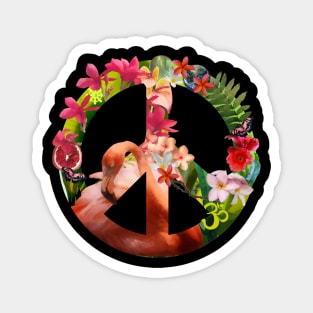 Peace Sign,  Pink Flamingo Magnet