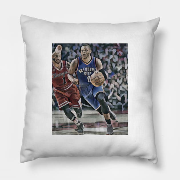 russell westbrook oklahoma Pillow by sepuloh