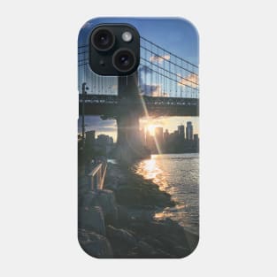 Manhattan Bridge Skyline Sun Brooklyn New York City Phone Case