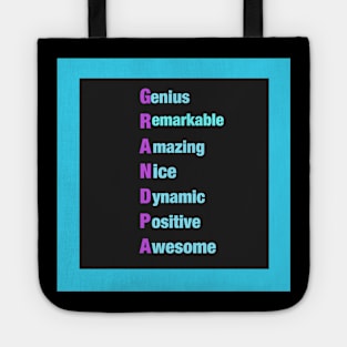 Grandpa:  Genius-Remarkable-Amazing-Nice-Dynamic-Positive-Awesome -Motivational  Gifts for Grandpa Tote