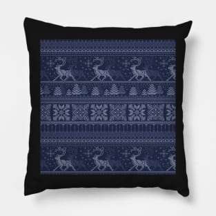 Knitted blue christmas pattern Pillow