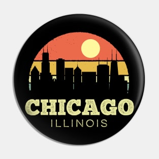 Chicago Illinois Vintage Sunset Pin