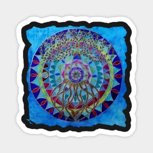 Tree of Life mandala in blue - Renate van Nijen Magnet