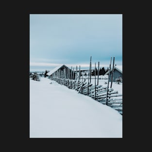 Remote Cabins in White Norwegian Winter Landscape T-Shirt