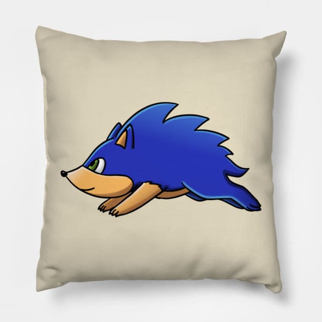 Blue Hedgehog Pillow by Firestorm Fox