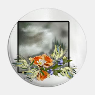 Beautiful bouquet of flowers on shiny background Pin