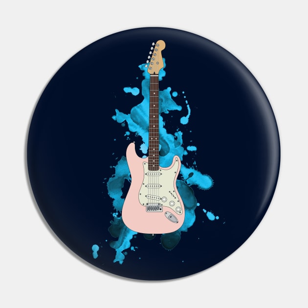S-Style Electric Guitar Pink Color Pin by nightsworthy