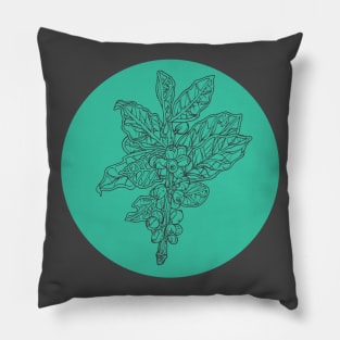 Coffee Plant Drawing - Floral Coffee Arabica Line Art Pillow