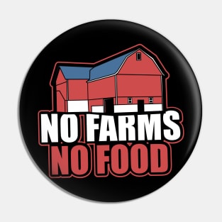 No Farms No Food Farmer Barn Support Local Gift Pin