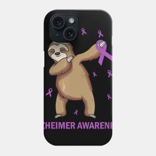 Alzheimer Awareness Dabbing Sloth Purple Ribbon Gift Phone Case