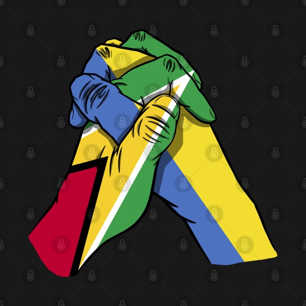 Guyana and Ukraine Flags Holding Hands Ukraine Guyana Roots by BramCrye