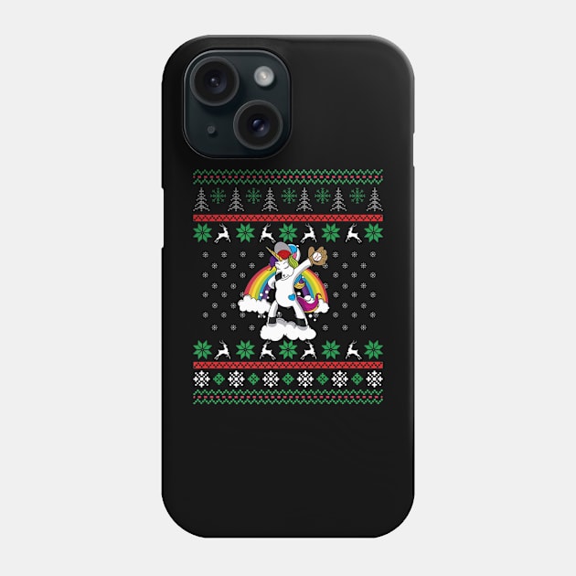 Christmas Unicorn Dabbing Softball Player Phone Case by Magic Ball