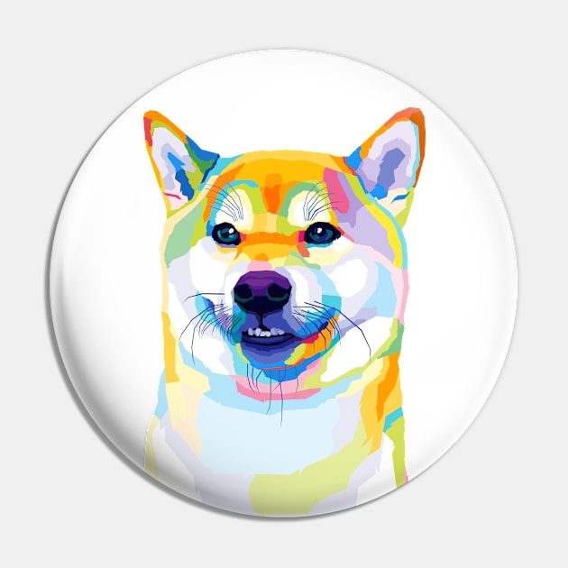 Dog Shiba Inu Pop Art Pin by SiksisArt