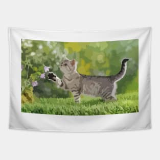 American Shorthair Cat Digital Painting Tapestry