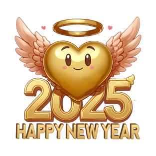 A heart with wings, new year 2025 Happy New Year 2025 Golden heart T-Shirt