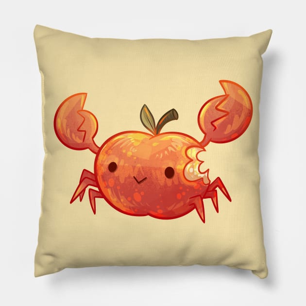 Crab Apple Food Pun Pillow by Claire Lin
