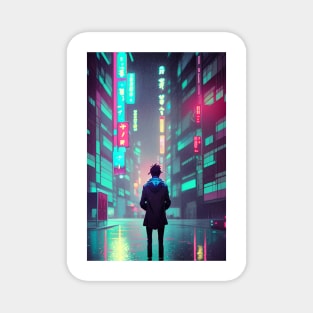 A Cool Man Tokyo Neon Anime Japan Night Street Vibes <3 Magnet