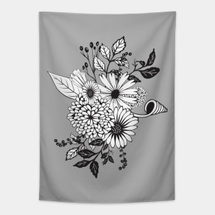 Wonderful flowers in black and white Tapestry