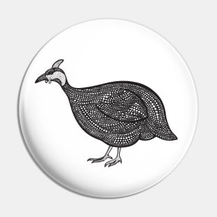 Guinea Fowl Ink Art - on light colors Pin