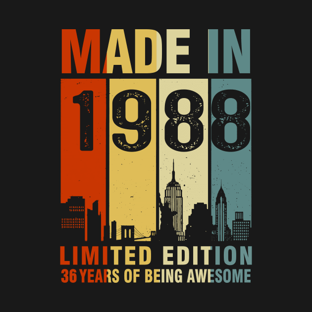 Made In 1988 36th Birthday 36 Years Old by Kontjo