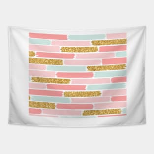 Golden pastel subway stripes II Tapestry