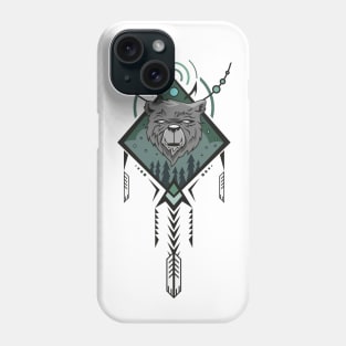 Ethnic ornament with bear Phone Case