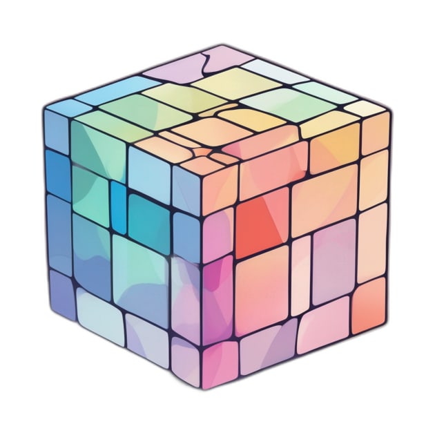 Rubic Cube Pastel shades Shadow Silhouette Anime Style Collection No. 385 by cornelliusy