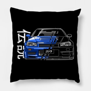 R34 GTR Skyline Turbo JDM Tuning Car 90s Fan Pillow