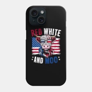 Red White and Moo: Patriotic Cow Design Phone Case