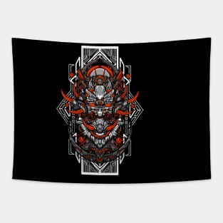 mecha skull head robot Tapestry