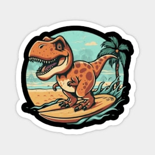 cute dinosaur trex dino kids tees kids hoodies dinosaur surfing surfer surf kids tees gift ideas Magnet