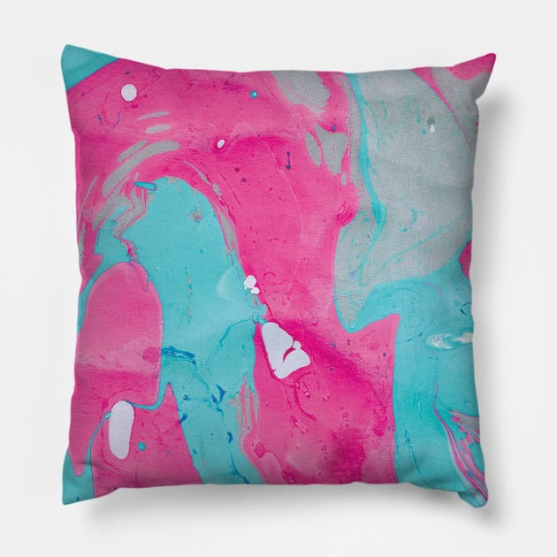 Pink & Blue Marble Swirl Pillow by KindlyHarlot