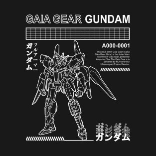 GUNDAM GAIA GEAR ALPHA Α000-0001 BLACK WHITE STREETWEAR SHIRT T-Shirt