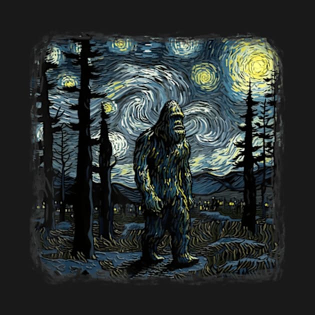 Bigfoot Starry Night Sasquatch by Sandlin Keen Ai