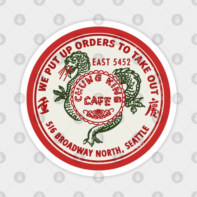 Retro Vintage Chung King Cafe Chinese Restaurant Seattle WA Magnet by StudioPM71