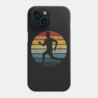 Running Man Silhouette On A Distressed Retro Sunset design Phone Case