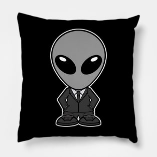 Gray Alien In Dark Business Suit Pillow