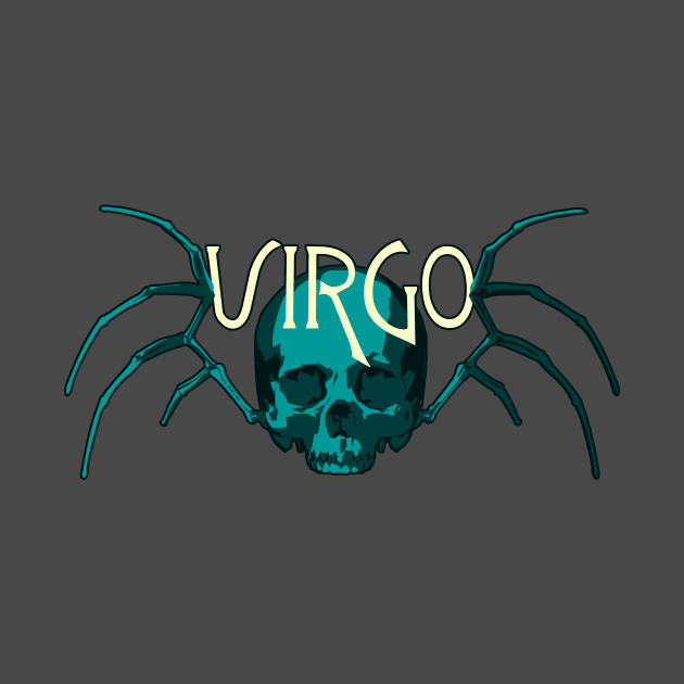 Blue Virgo Skull and Virgin Wing Bones - Zodiac Astrology by RyanJGillDesigns